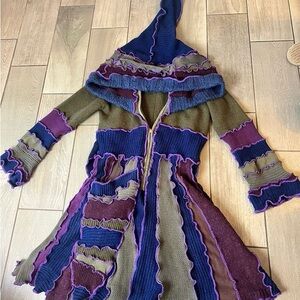 “Katewise inspired” Up cycled Colorful Patchwork Hooded Jacket